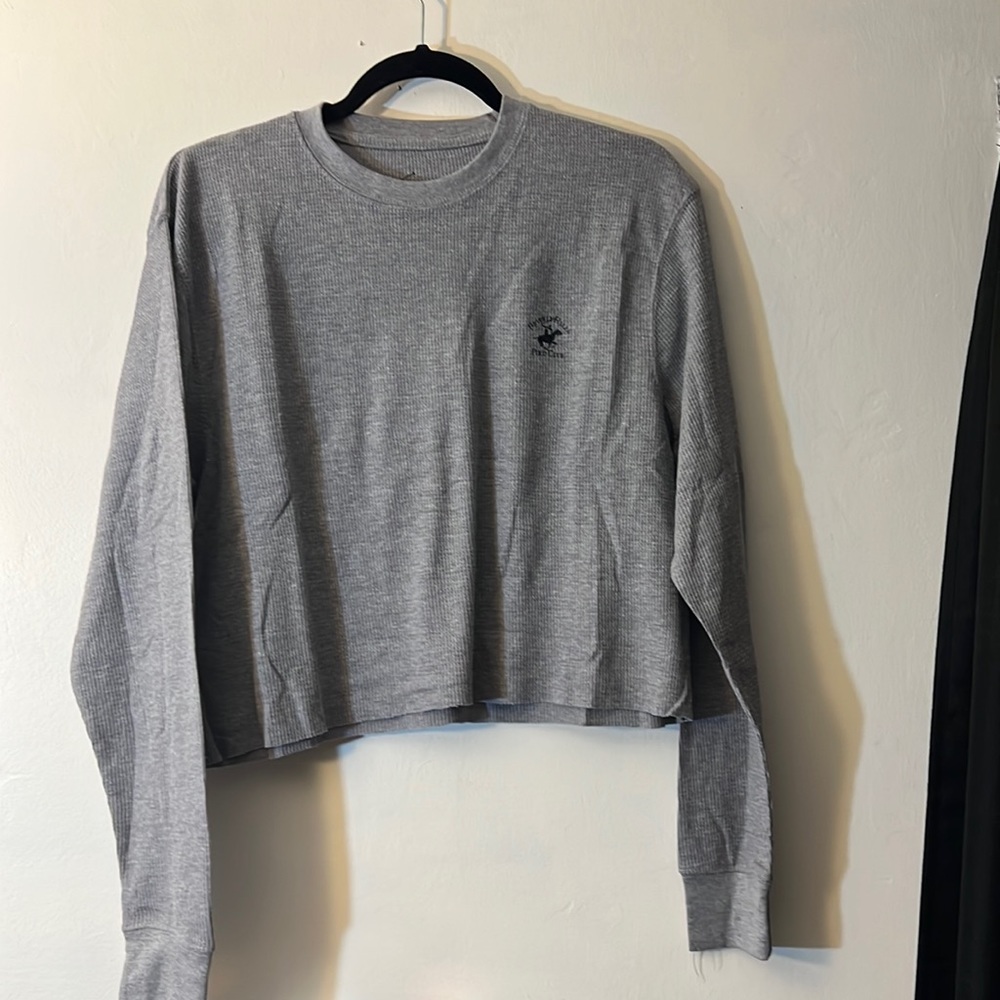 NWOT gray polo club waffle knit